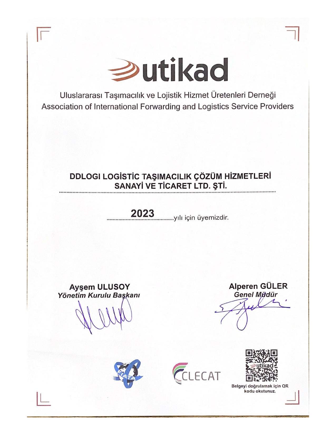 DDLOGI LOGISTIC TASIMACILIK COZUM HIZMETLERI SANAYI VE TICARET LIMITED SIRKETIUTIKAD Registiration