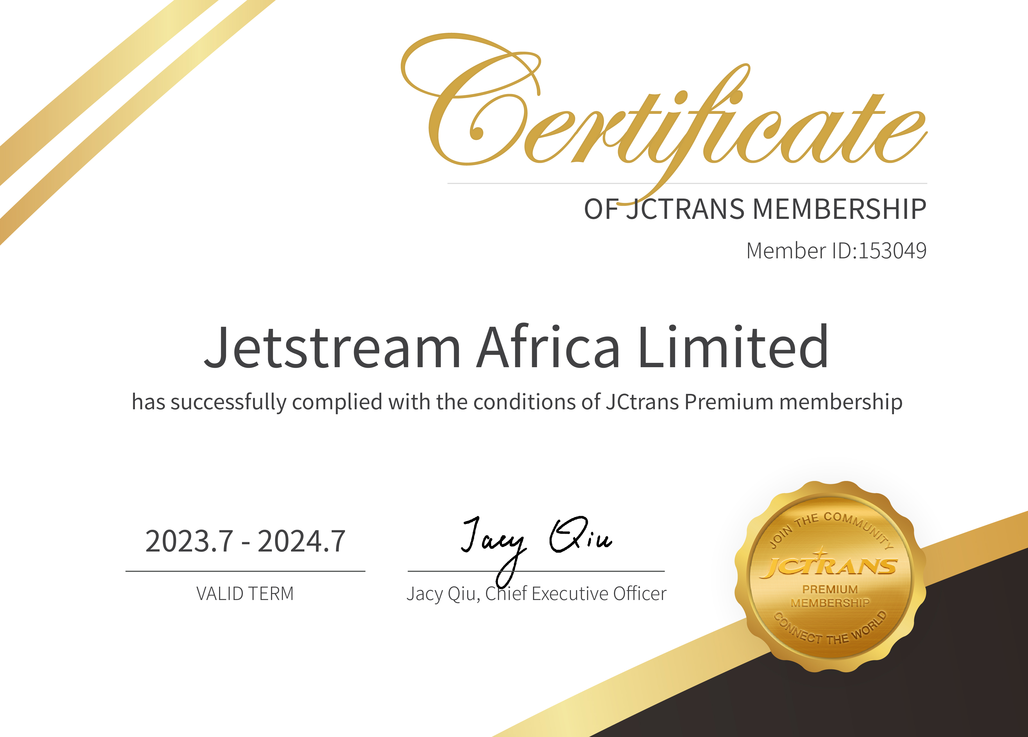 Jetstream Africa LimitedJCTrans Membership