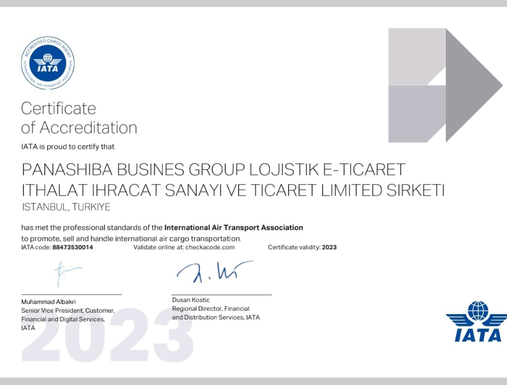 PANASHIBA BUSINES GROUP LOJISTIK E-TICARET ITHALAT IHRACAT SANAYI VE TICARET LIMITED SIRKETIIATA