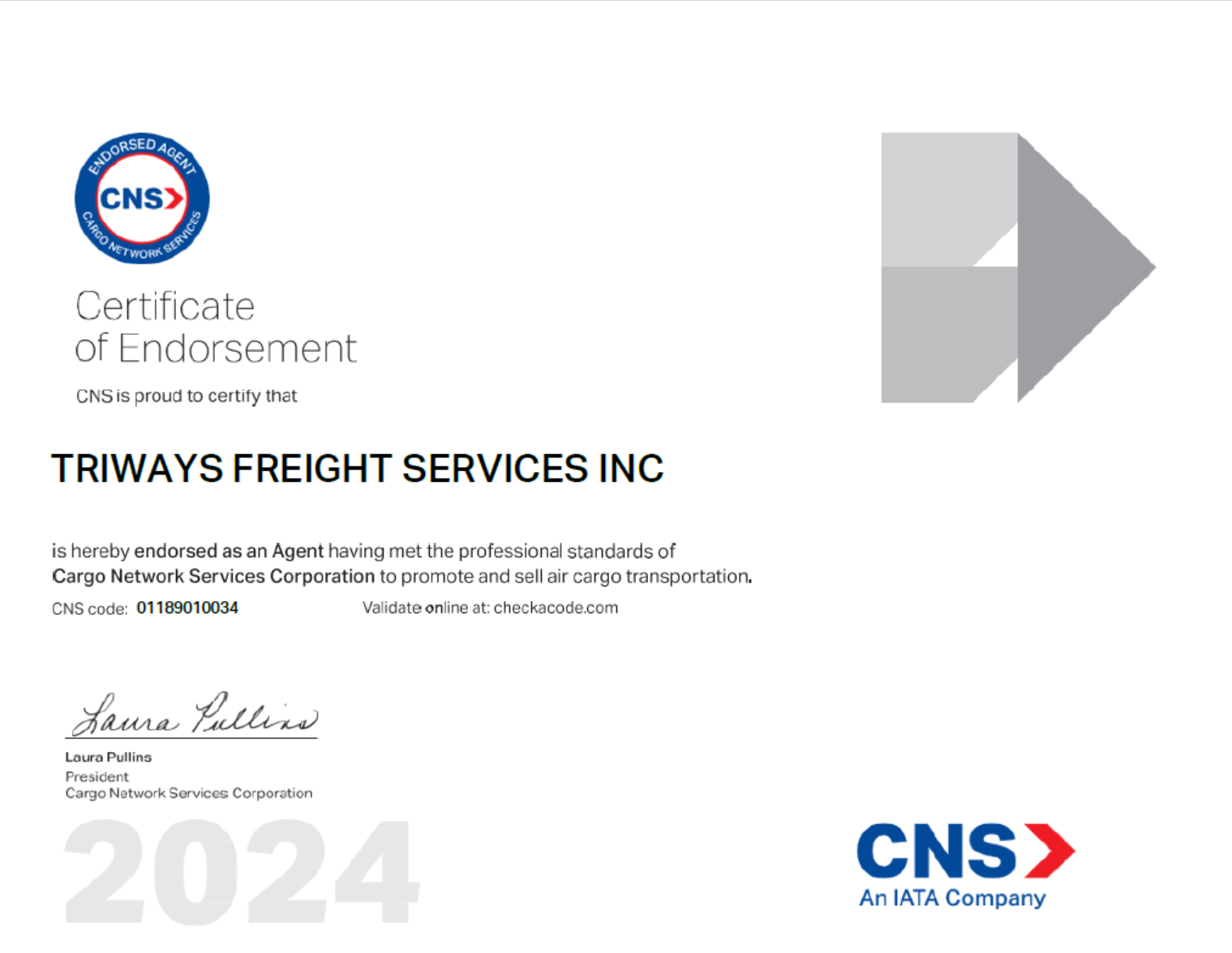Triways Freight Services Inc.CNS IATA