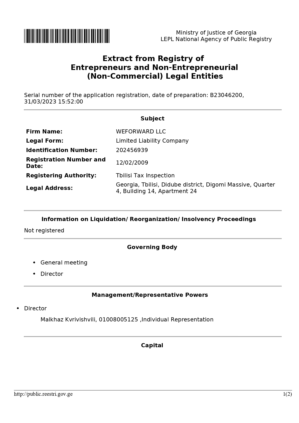 Weforward LLCRegistration form