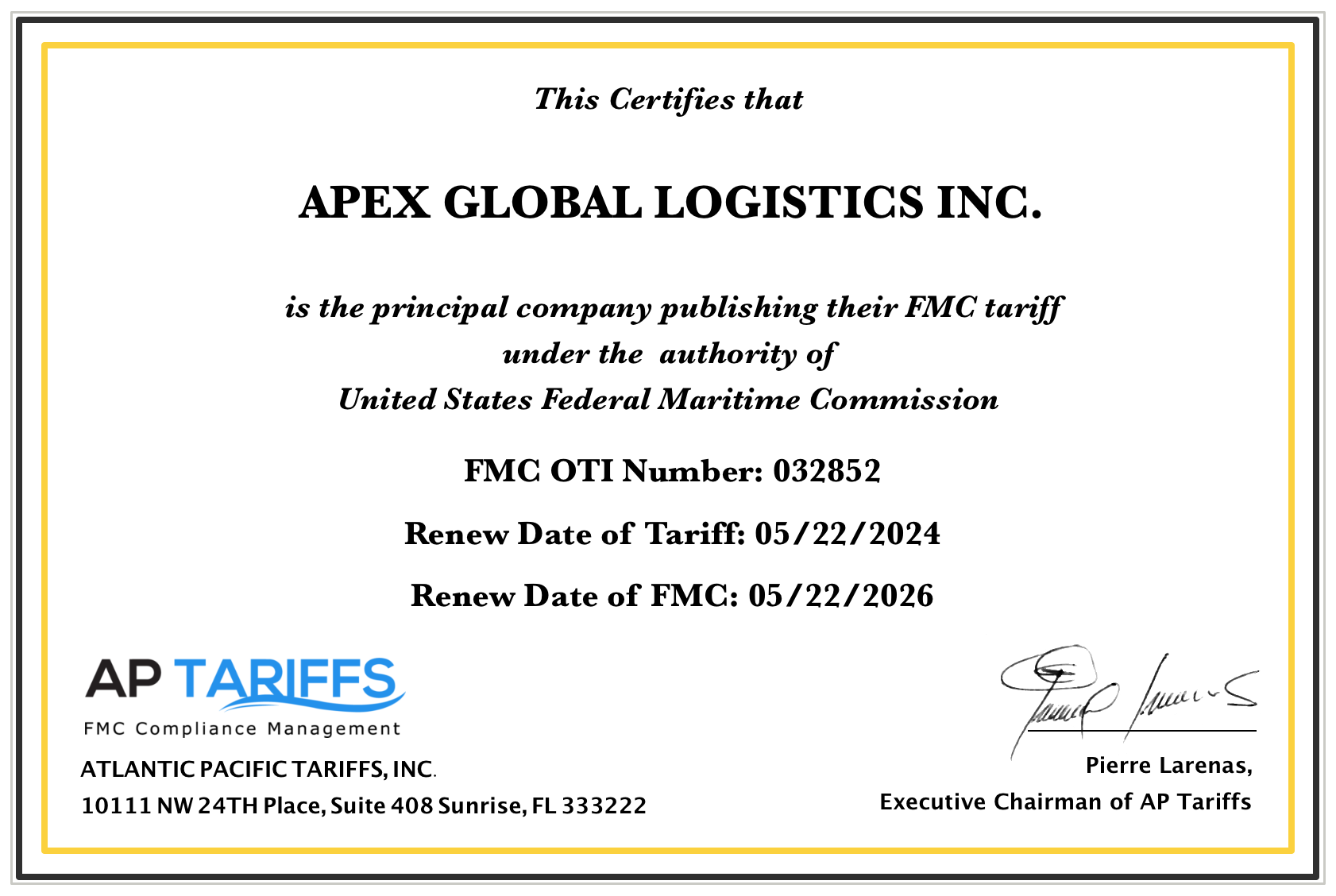 AURIC WORLDWIDE CARGOFMC