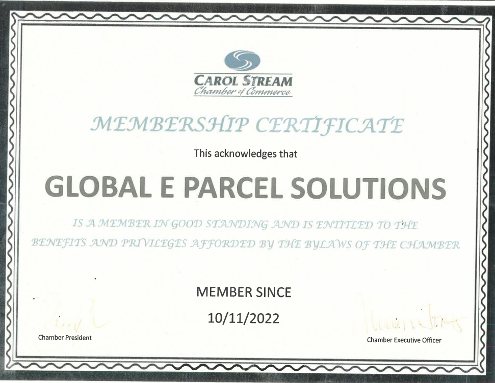 Global eParcel Solutions LLCMembership Certificate