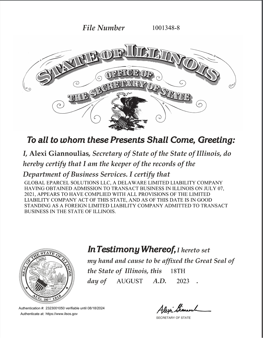 Global eParcel Solutions LLCBusiness License