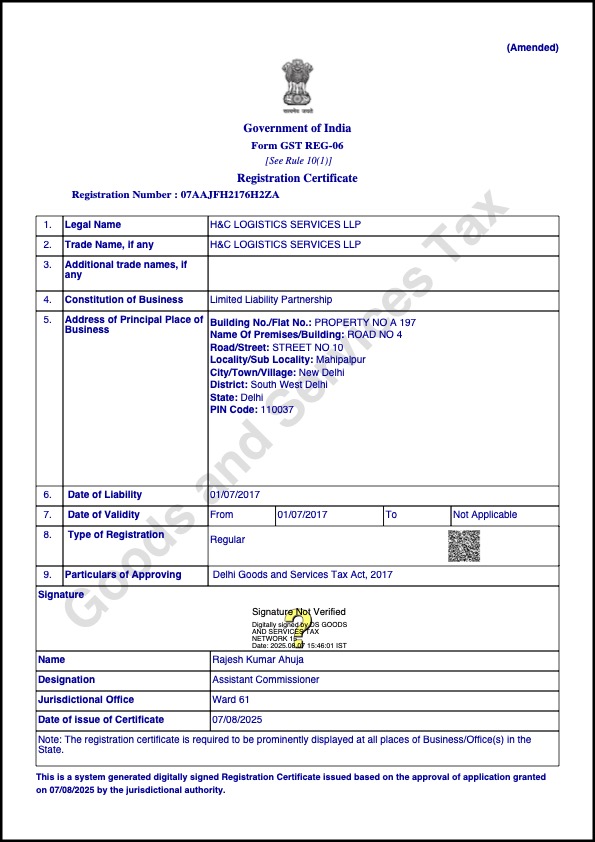H&C LOGISTICS SERVICES LLP