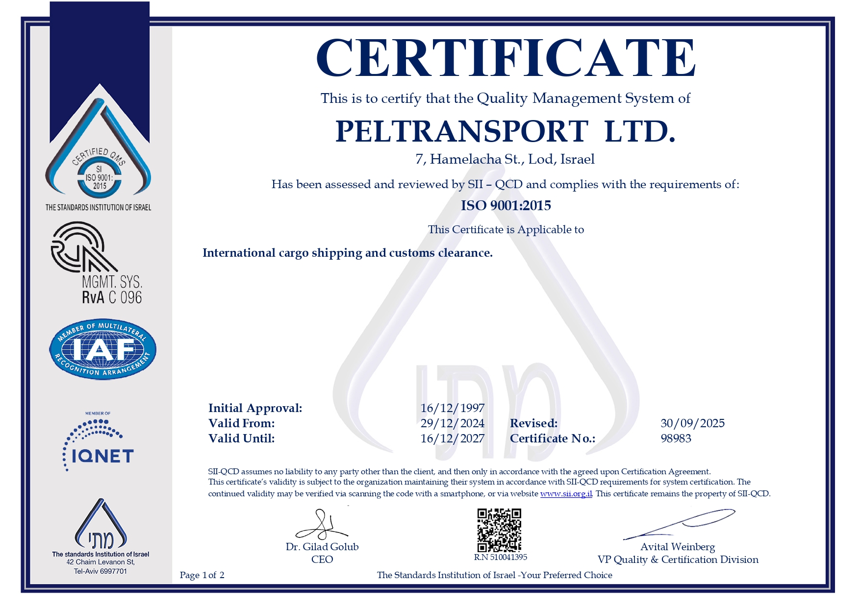 PELTRANSPORT SINCE 1947 LTD