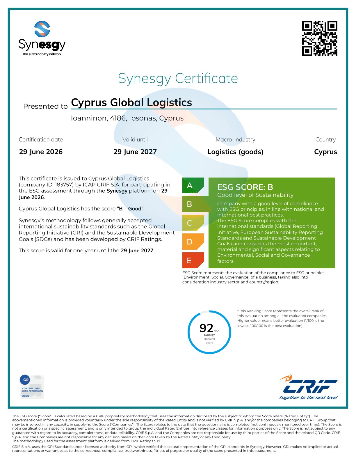 Cyprus Global LogisticsESG