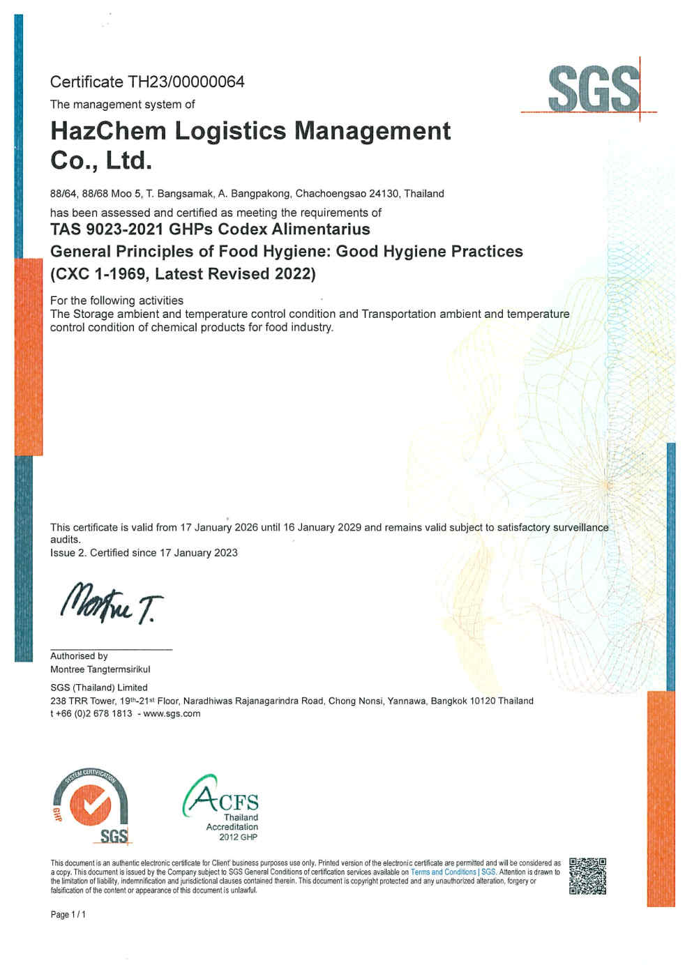 Hazchem Logistics Management Co., Ltd.GHP Codex2022