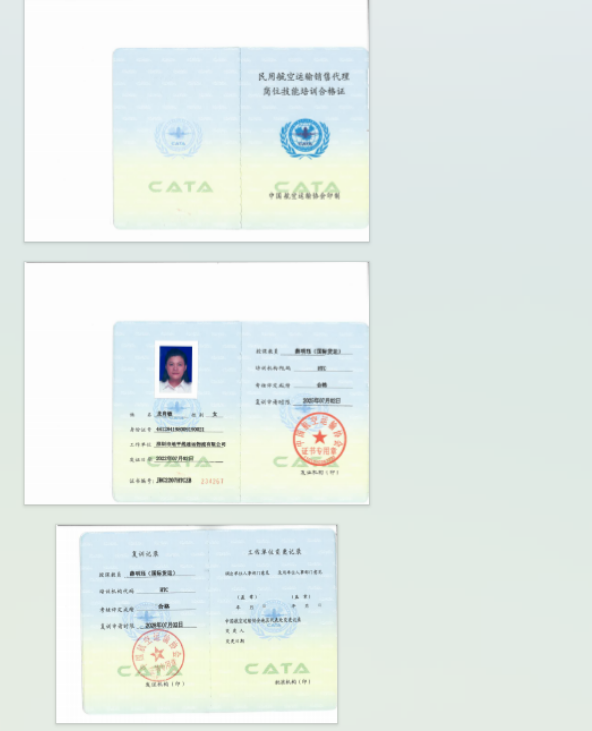 Shenzhen DiPingXian Express Logistics Co., Ltd.IATA Training Certificate