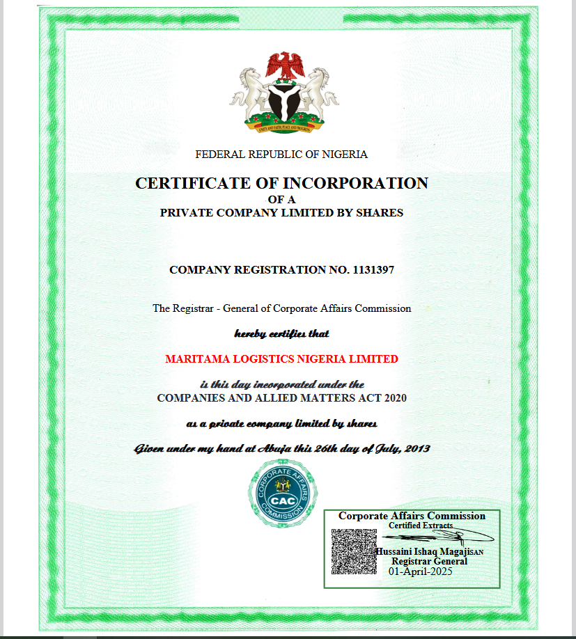 MARITAMA LOGISTICS NIGERIA LIMITED