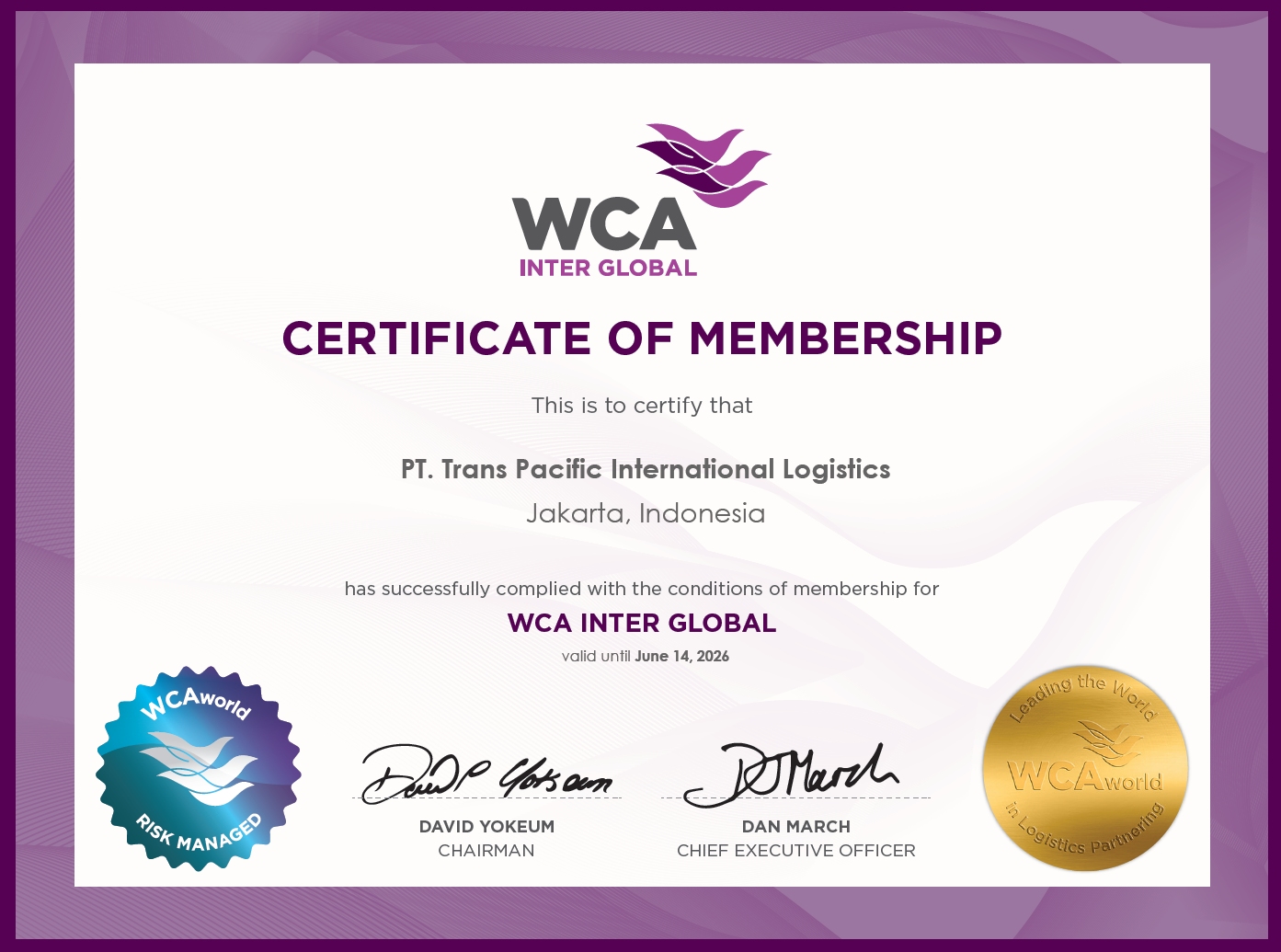 PT TRANS PACIFIC INTERNATIONAL LOGISTICSWCA