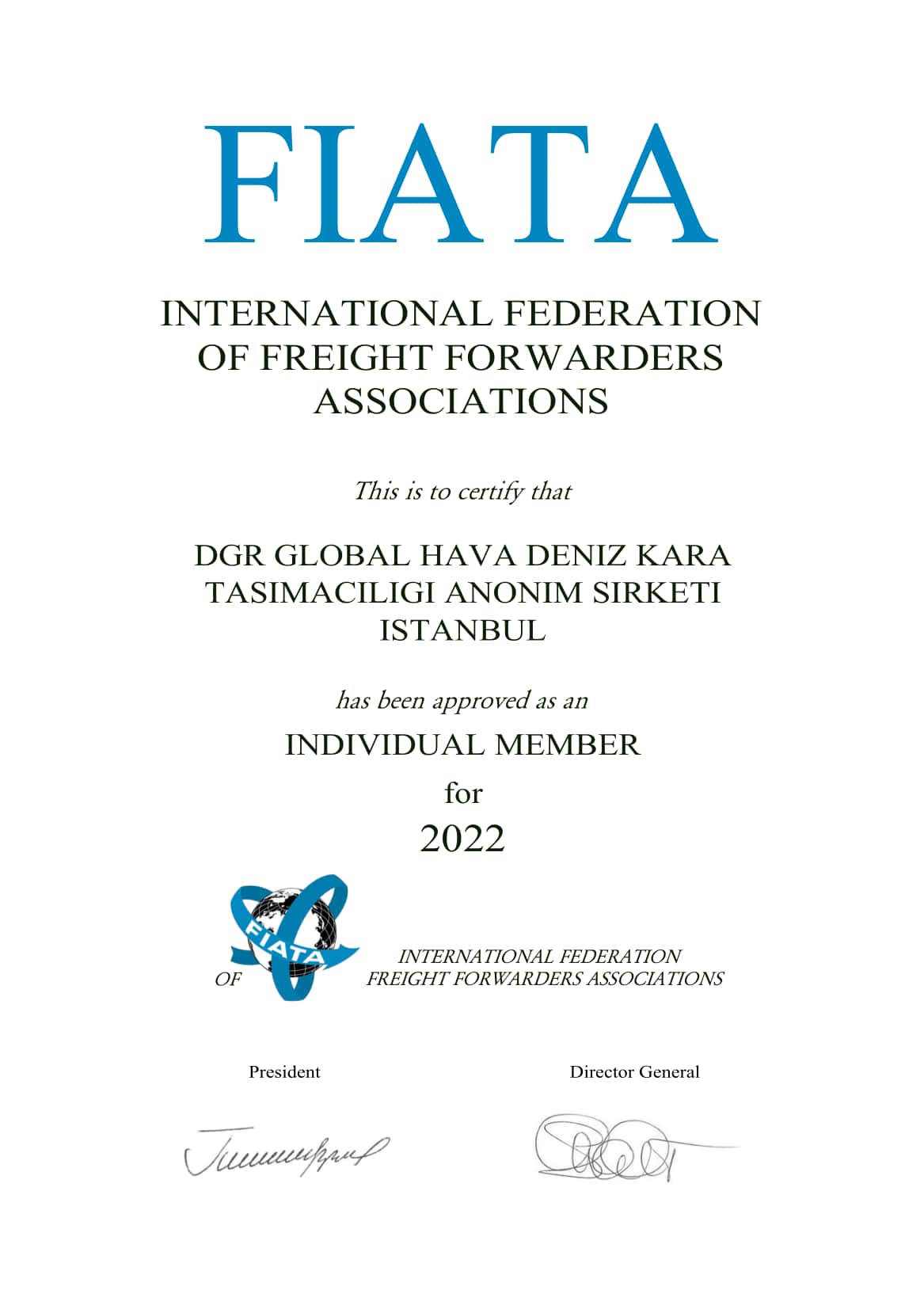 DGR GLOBAL HAVA DENIZ KARA TASIMACILIGI ANONIM SIRKETIFIATA