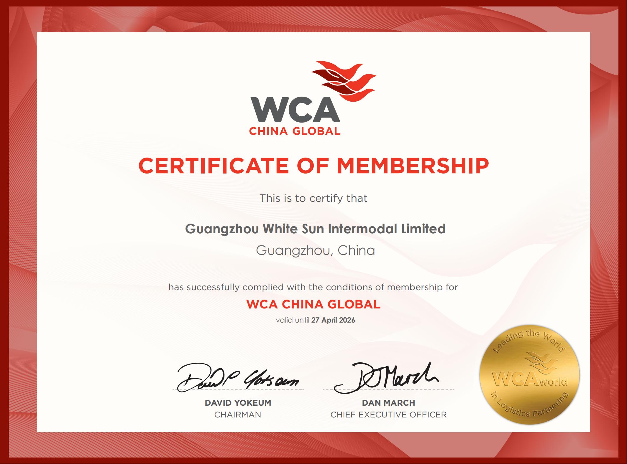 GUANGZHOU WHITE SUN INTERMODAL LIMITEDWCA