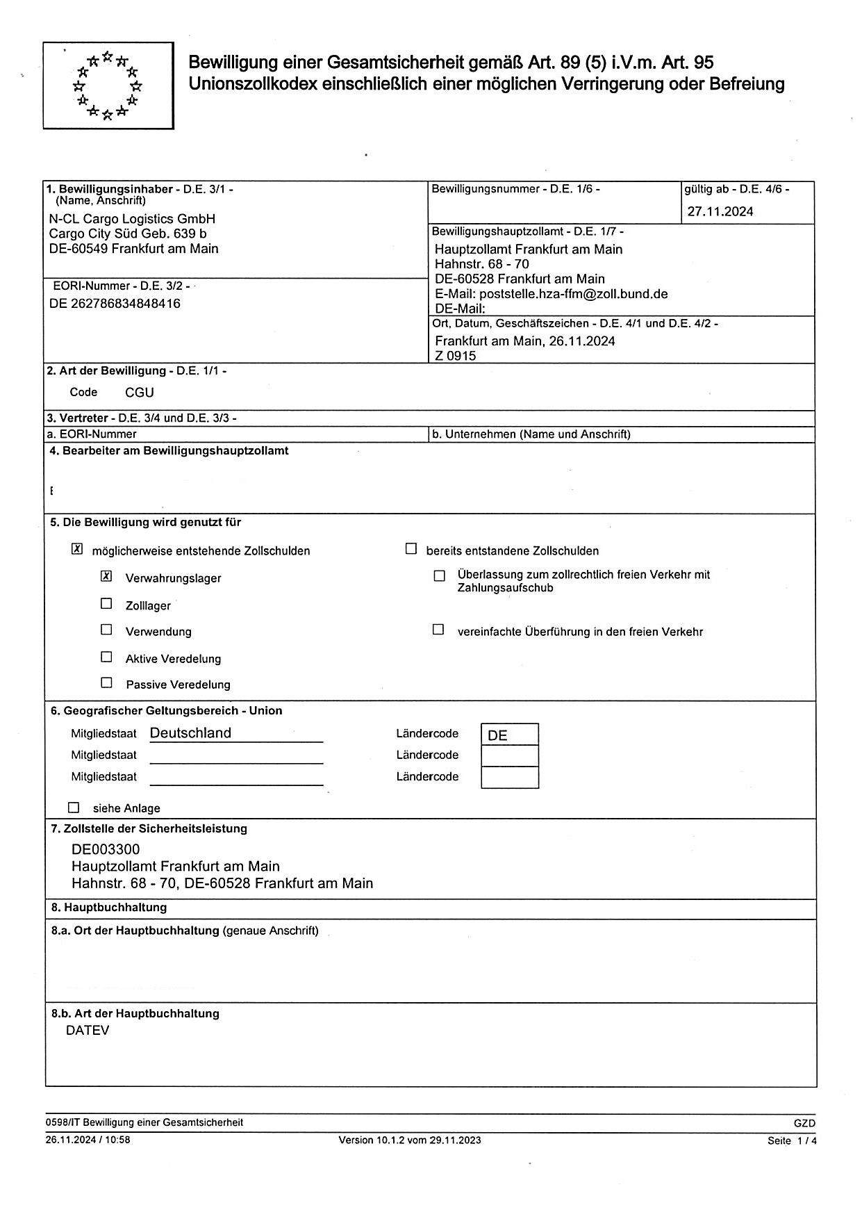 N-CL Cargo Logistics GmbHBONDED WH