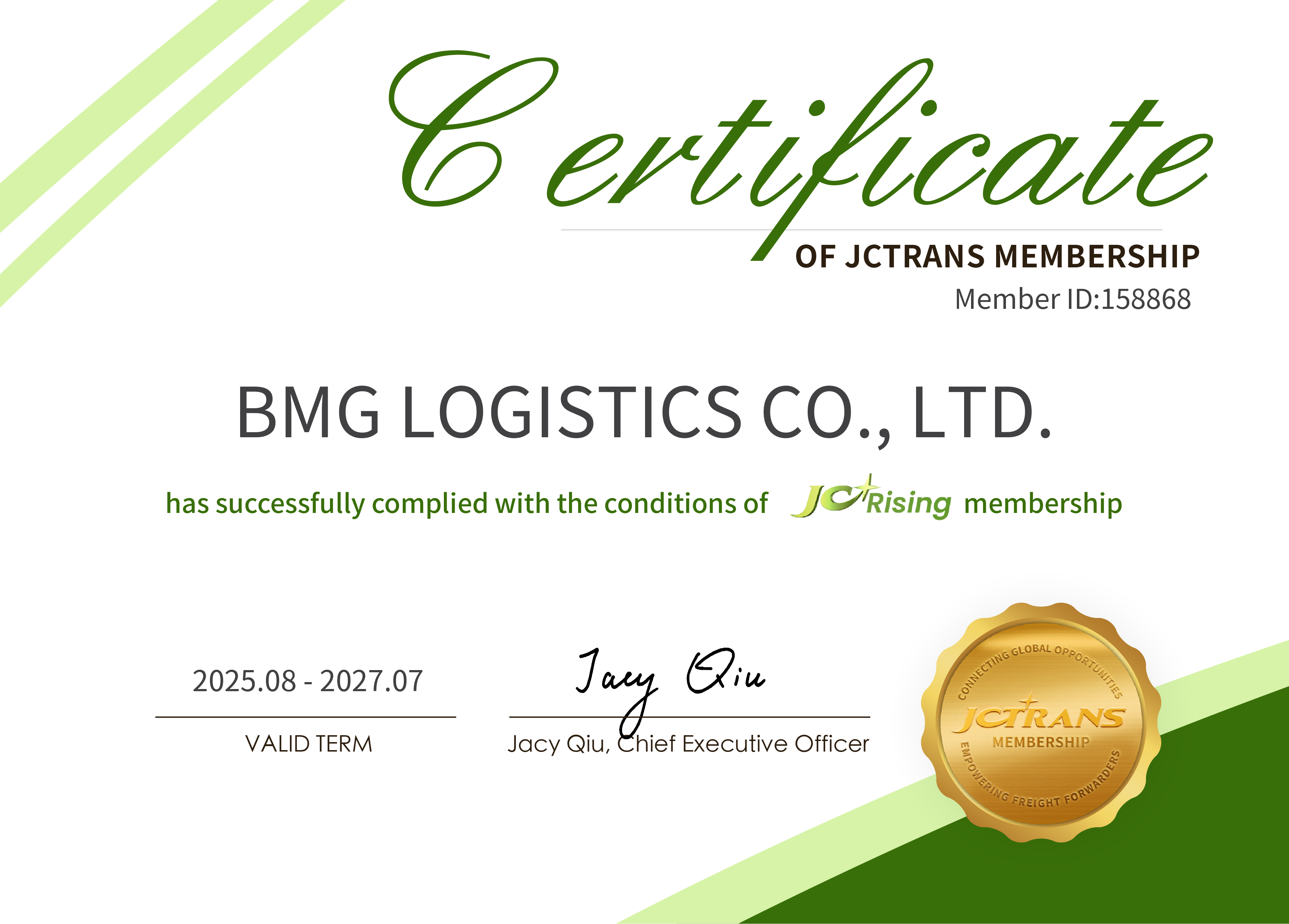 BMG LOGISTICS CO., LTD.JCTRANS