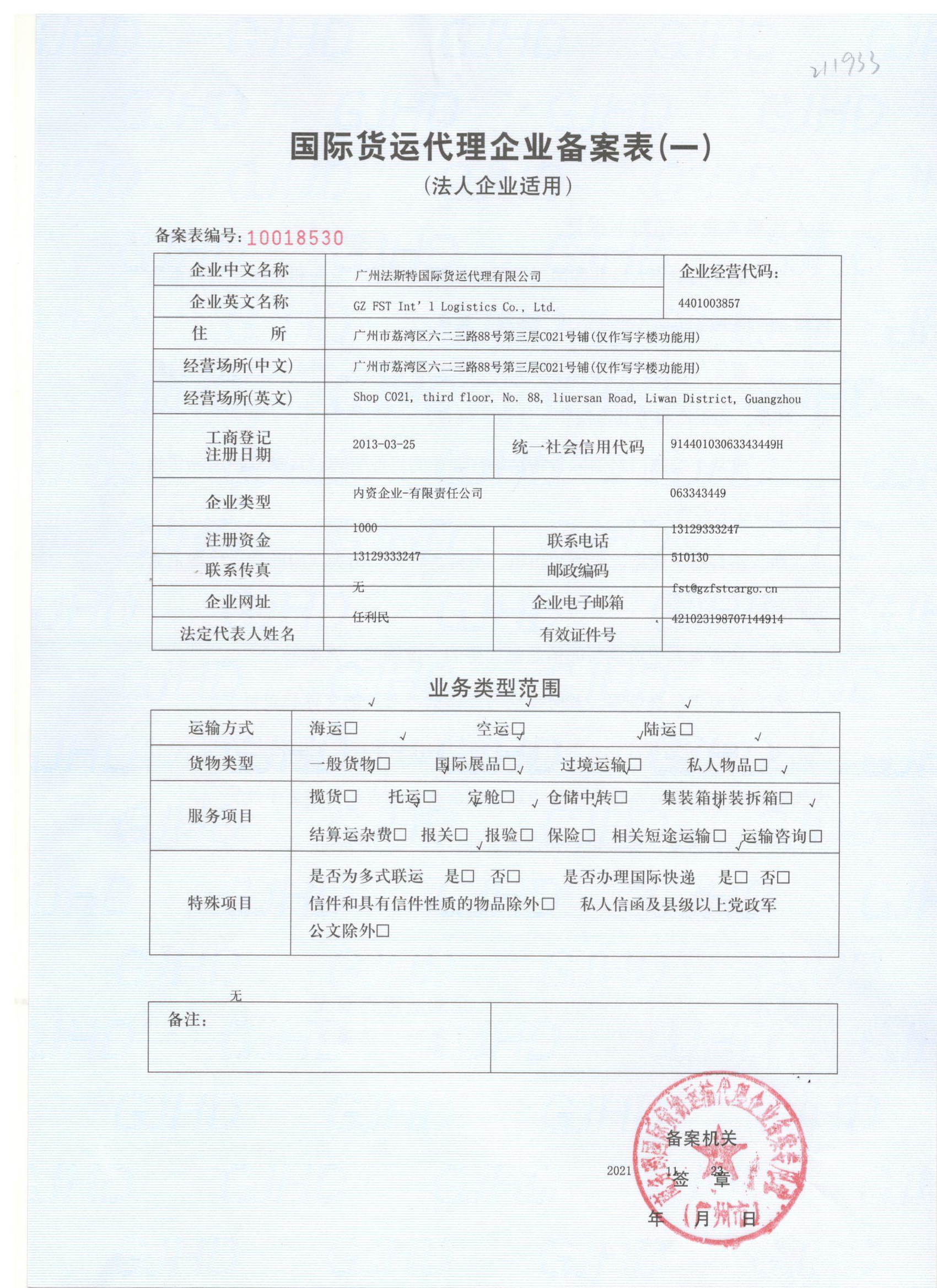 GZ FST INT'L LOGISTICS CO.,LTDinternational freight