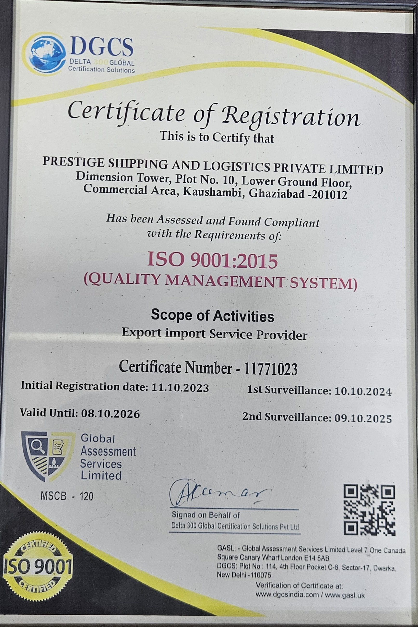 Prestige Shipping and Logistics Private Limited