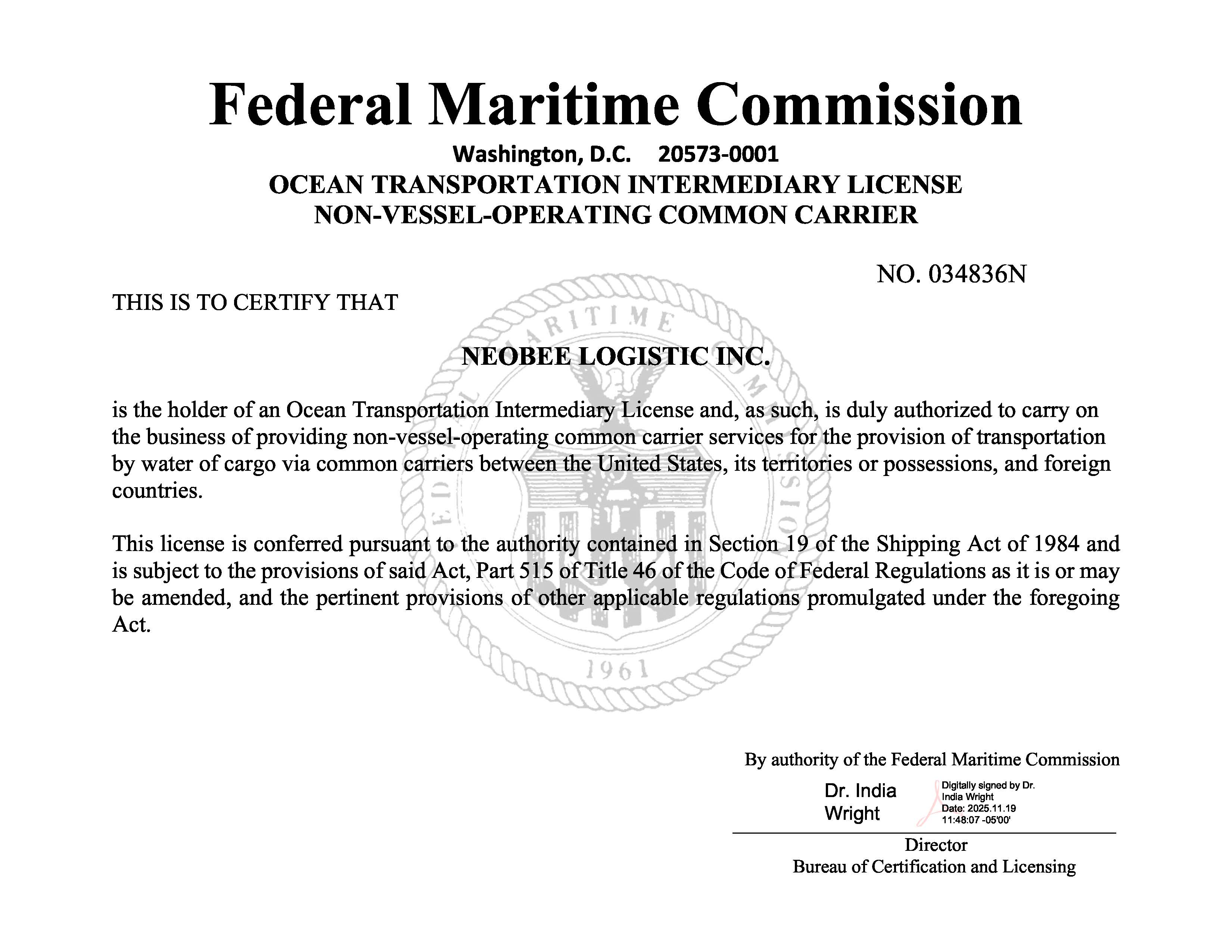 Neobee Logistic Inc.