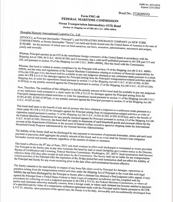 SHANGHAI HONESTY INTERNTAIONAL LOGISTICS CO.,LTD