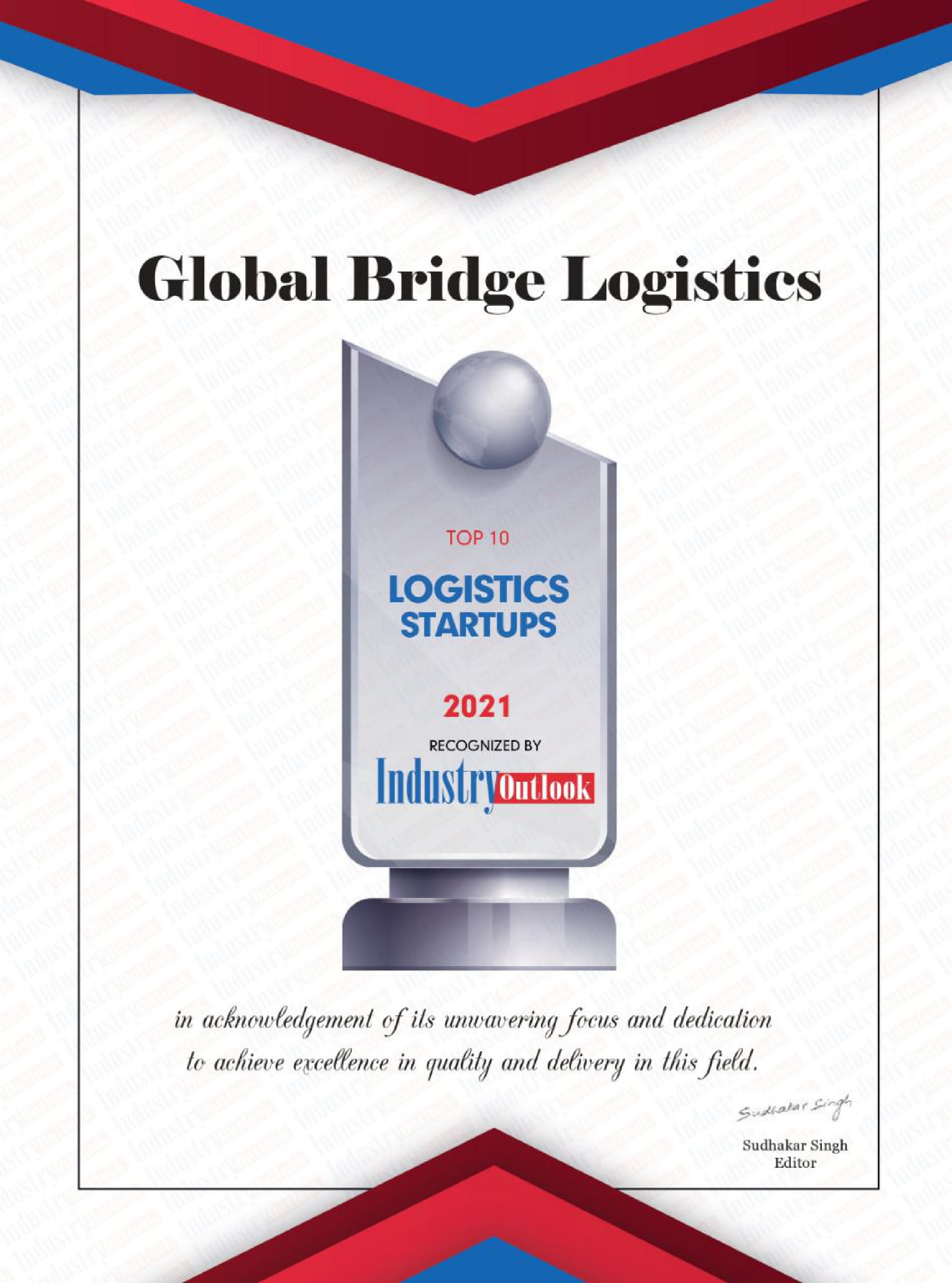 GLOBALBRIDGE LOGISTICS PRIVATE LIMITEDTOP 10 Certificate