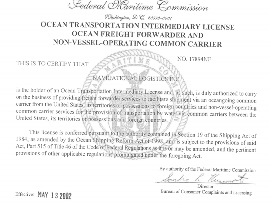 Navigational Logistics Inc