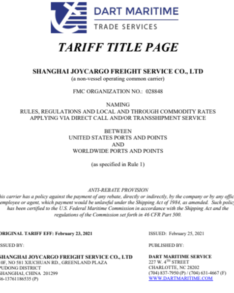 Shanghai Joycargo Freight Service Co.,LtdFMC