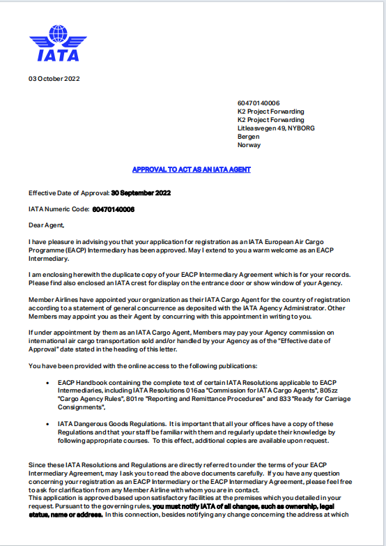 K2 Project Forwarding ASIATA