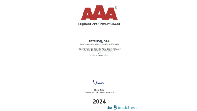 SIA INTELLOGDUNS Certificate