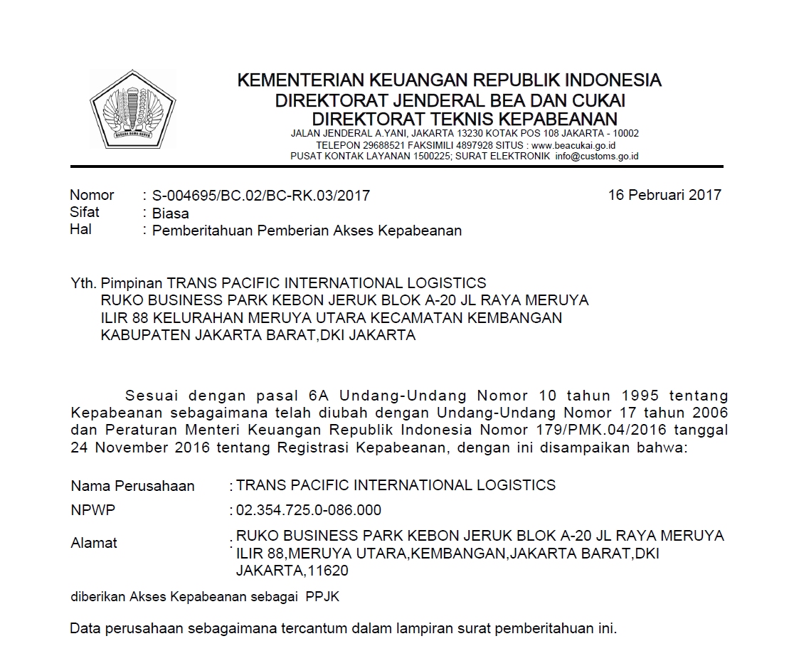 PT TRANS PACIFIC INTERNATIONAL LOGISTICS