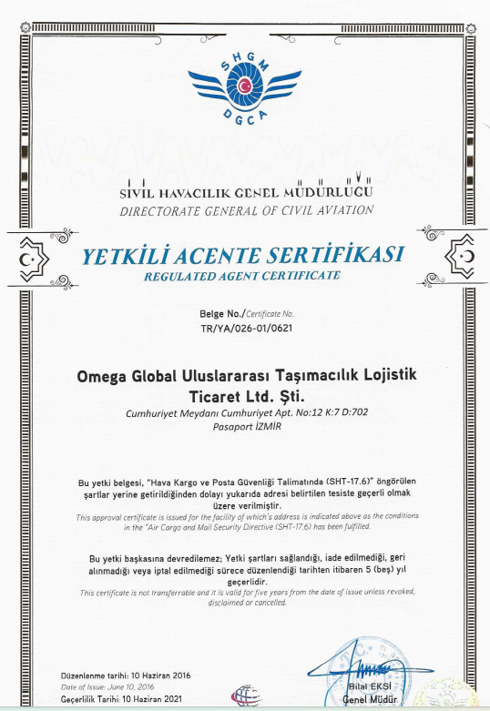Omega Global International Transport & Logistics Ltd.SIVIL HAVACILIK YETKILI