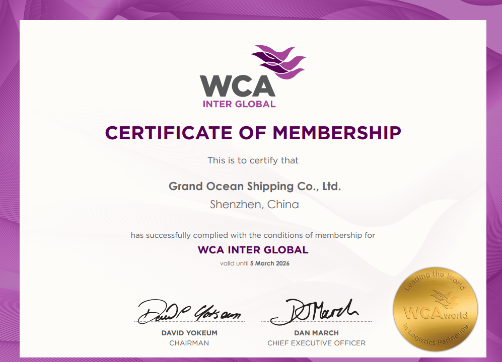 GRAND OCEAN SHIPPING LIMITEDWCA certificate