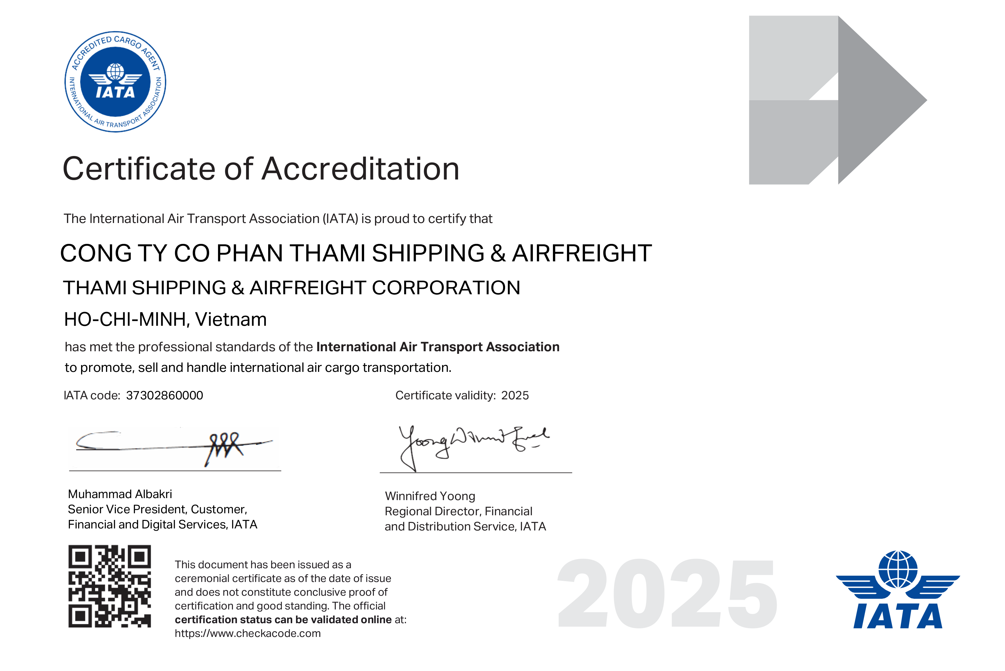 THAMI SHIPPING & AIRFREIGHT CORPORATION