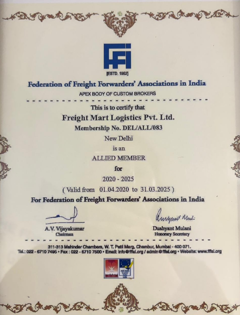 FREIGHT MART LOGISTICS PRIVATE LIMITEDCertificates