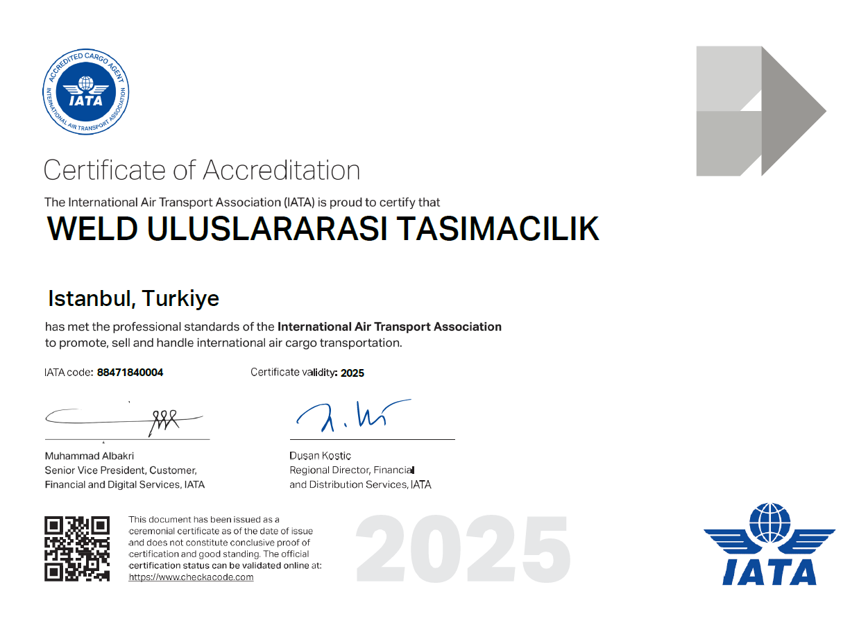 WELD ULUSLARARASI TASIMACILIK HIZ. A.S.IATA