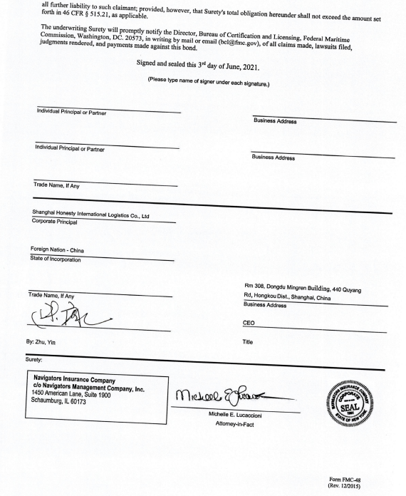 SHANGHAI HONESTY INTERNTAIONAL LOGISTICS CO.,LTD