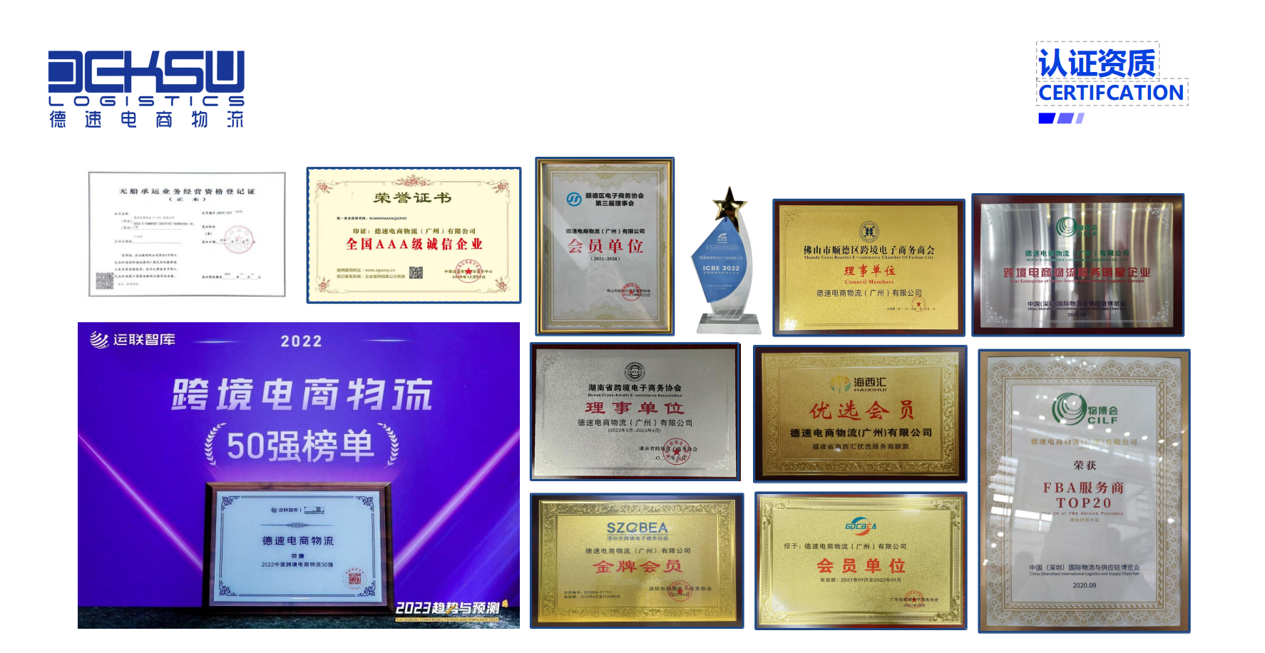 DEKSU E-COMMERCE LOGISTICS (GUANGZHOU) CO.,LTDCertification