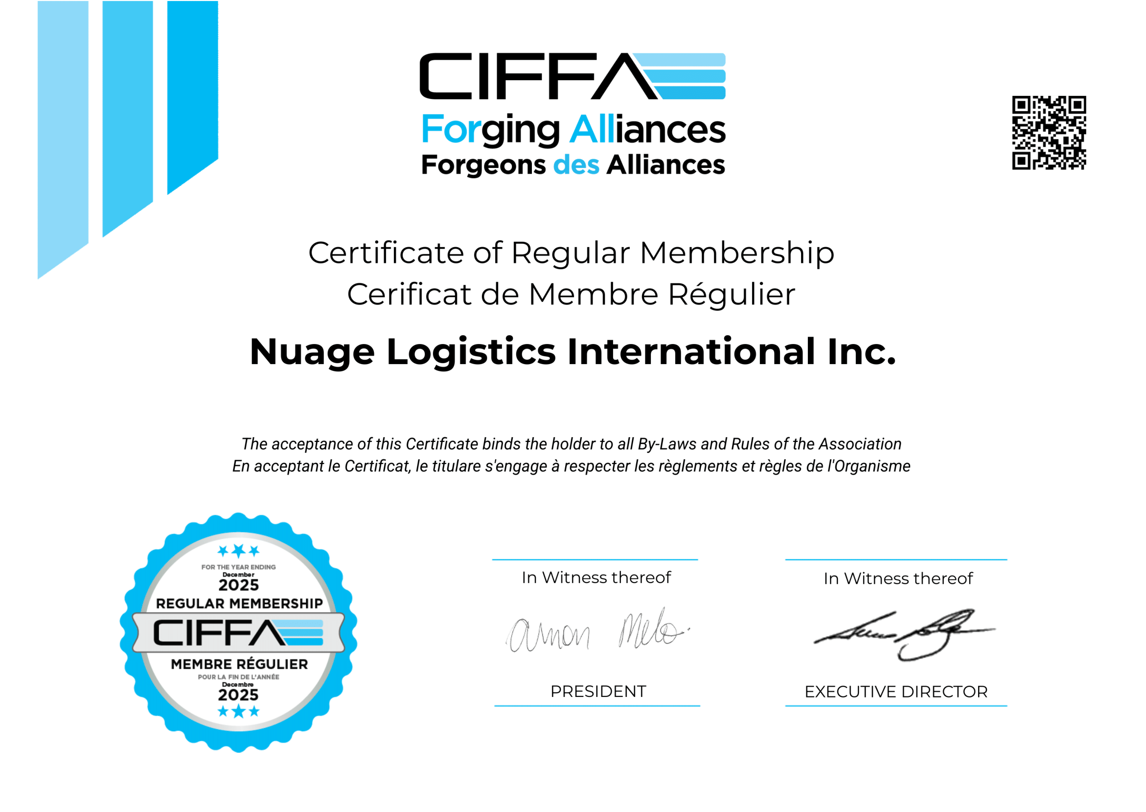 NUAGE Logistics Inc.CIFFA