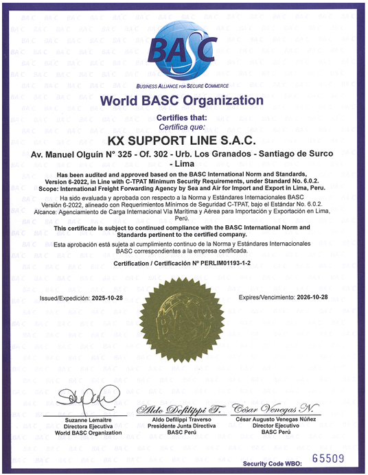 KX SUPPORT LINE SACBASC Certification