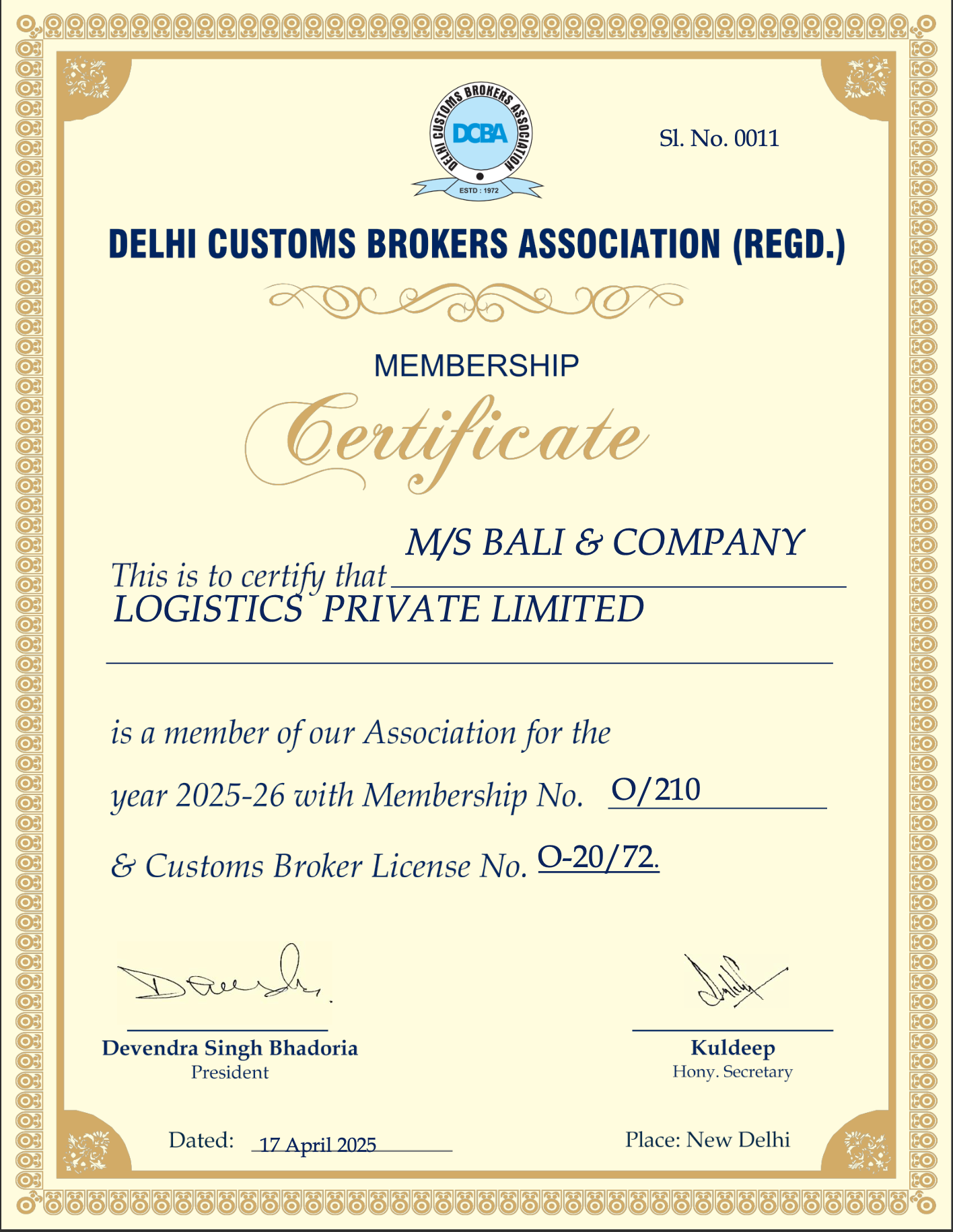 Bali And Company Logistics Private LimitedDCBA