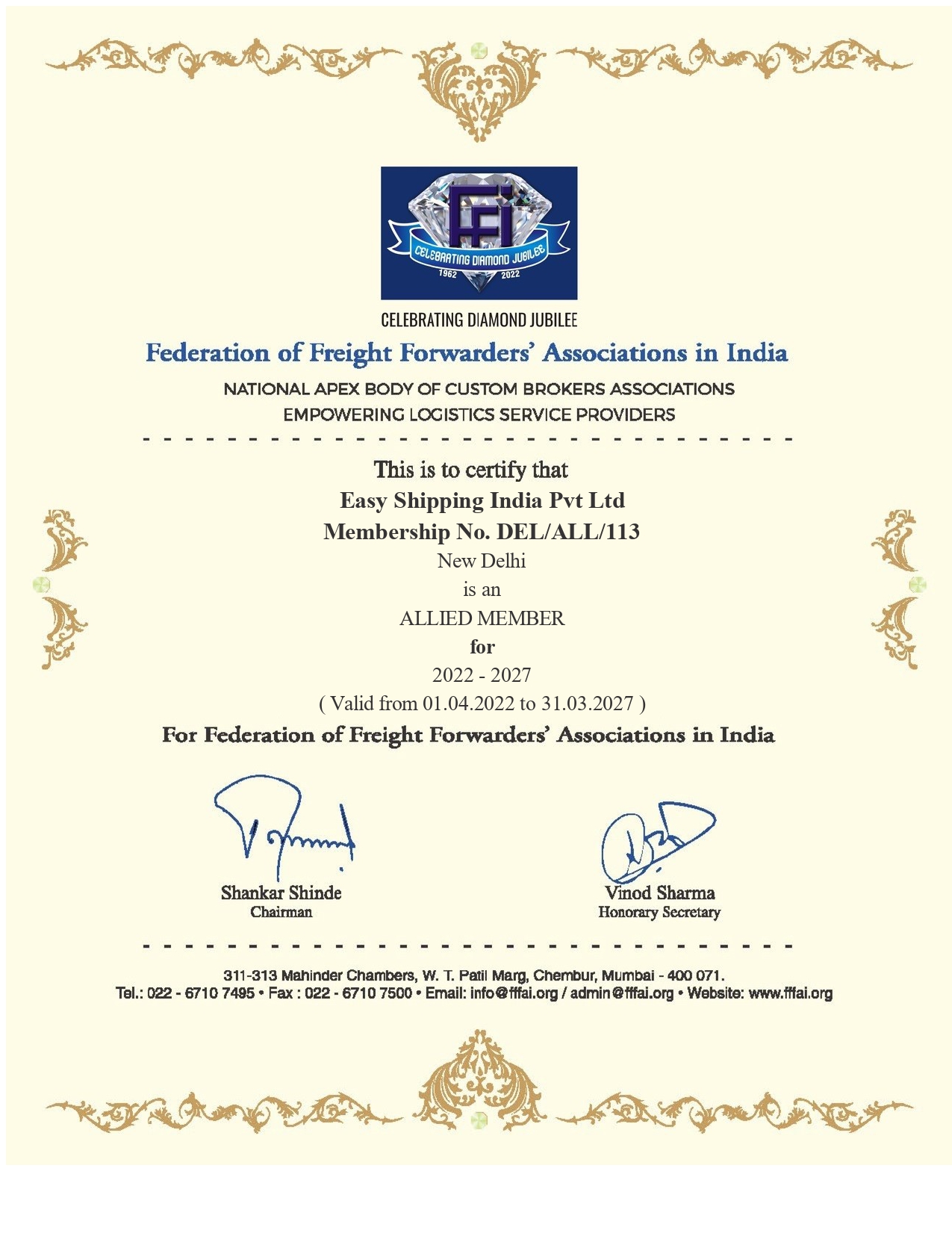 Easy Shipping India Private LimitedFFFAI