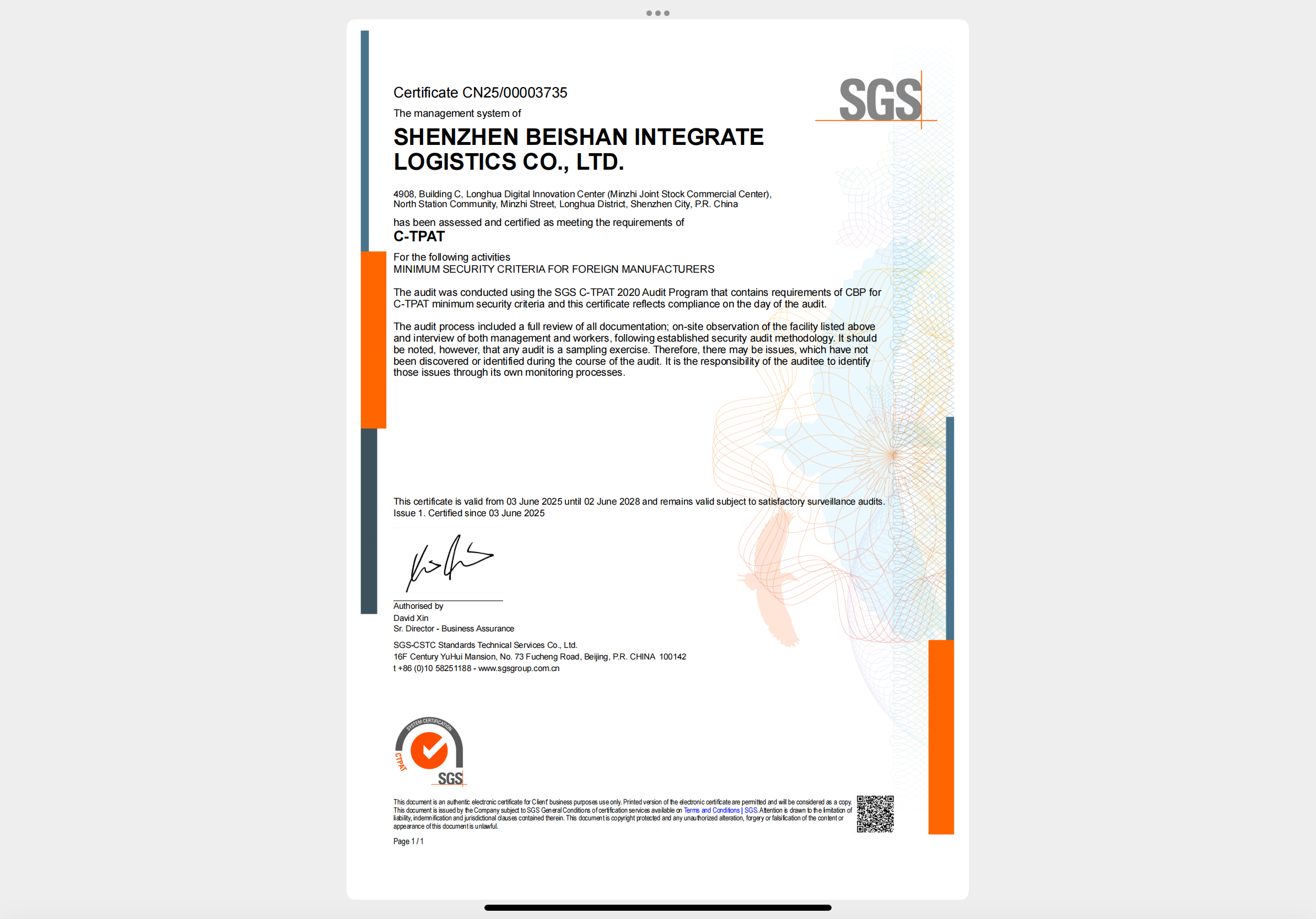 Shenzhen Ever Navigation Foreign Trade Comprehensive Service Co., LtdC- TPAT