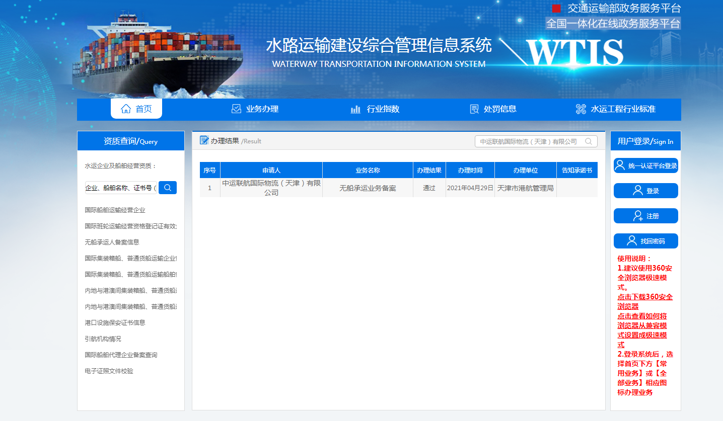 COMBINED TRANSPORT INTL LOGISTICS TJ CO LTDNVOCC