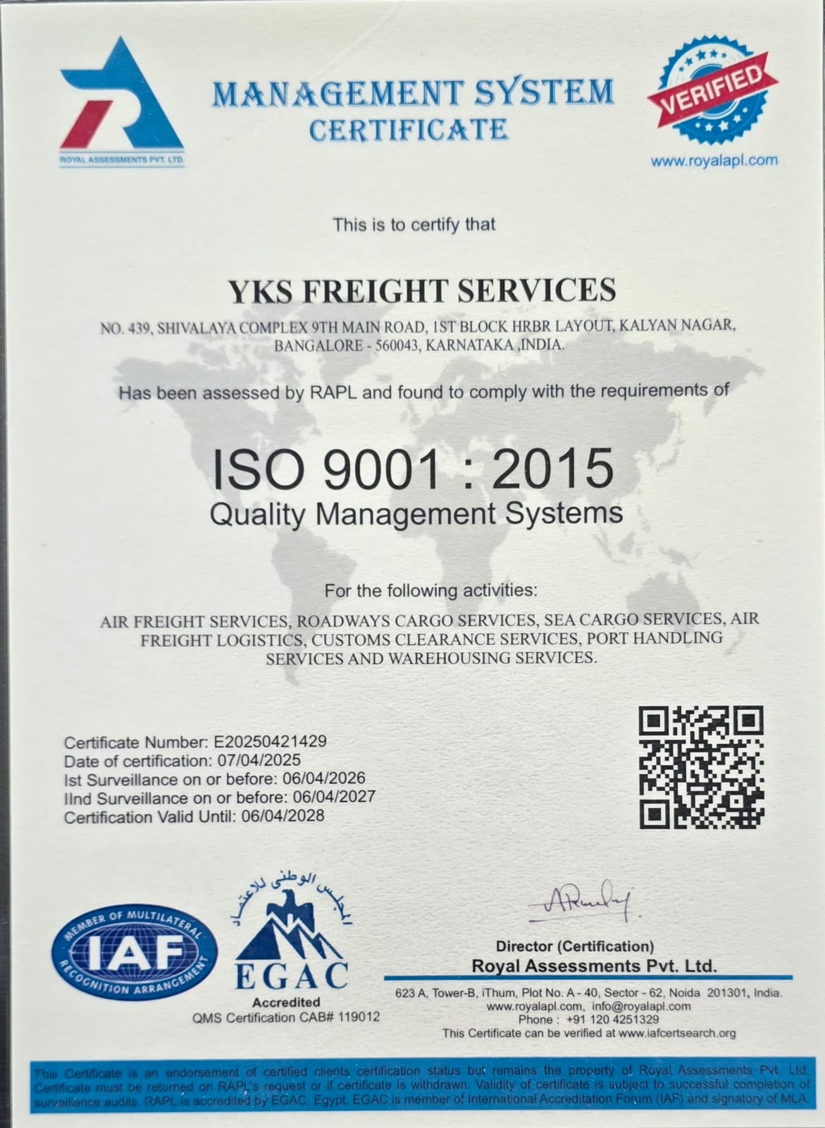 YKS FREIGHT SERVICES