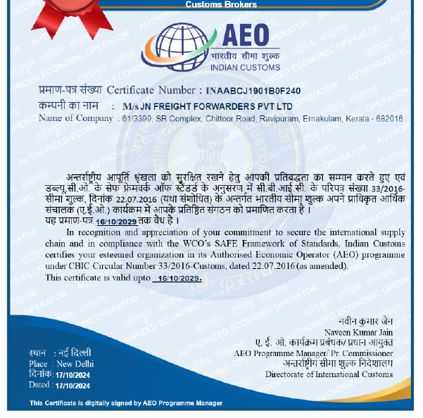 J N FREIGHT FORWARDERS PRIVATE LIMITED