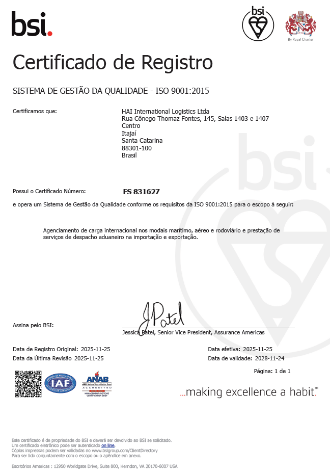 HAI INTERNATIONAL LOGISTICS LTDA