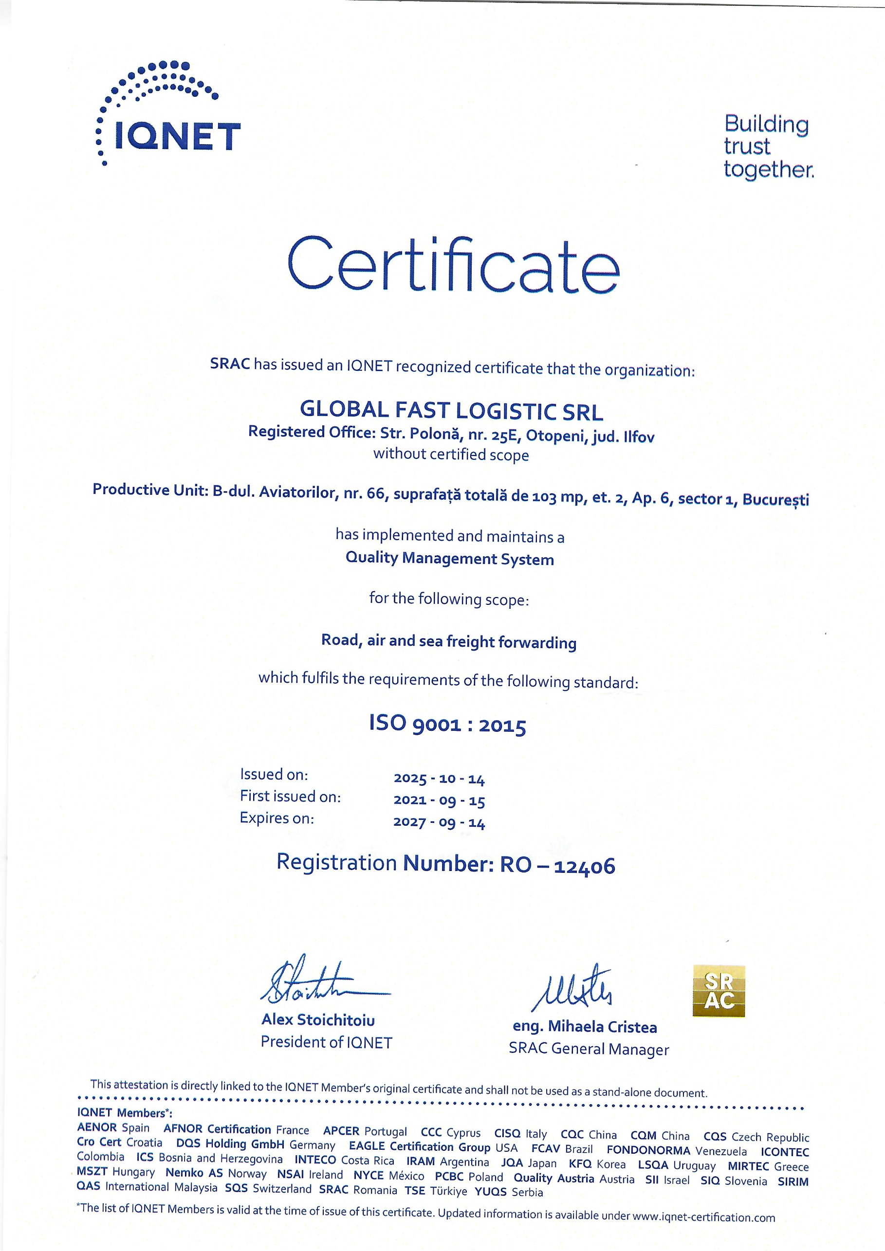 GLOBAL FAST LOGISTIC S.R.L.