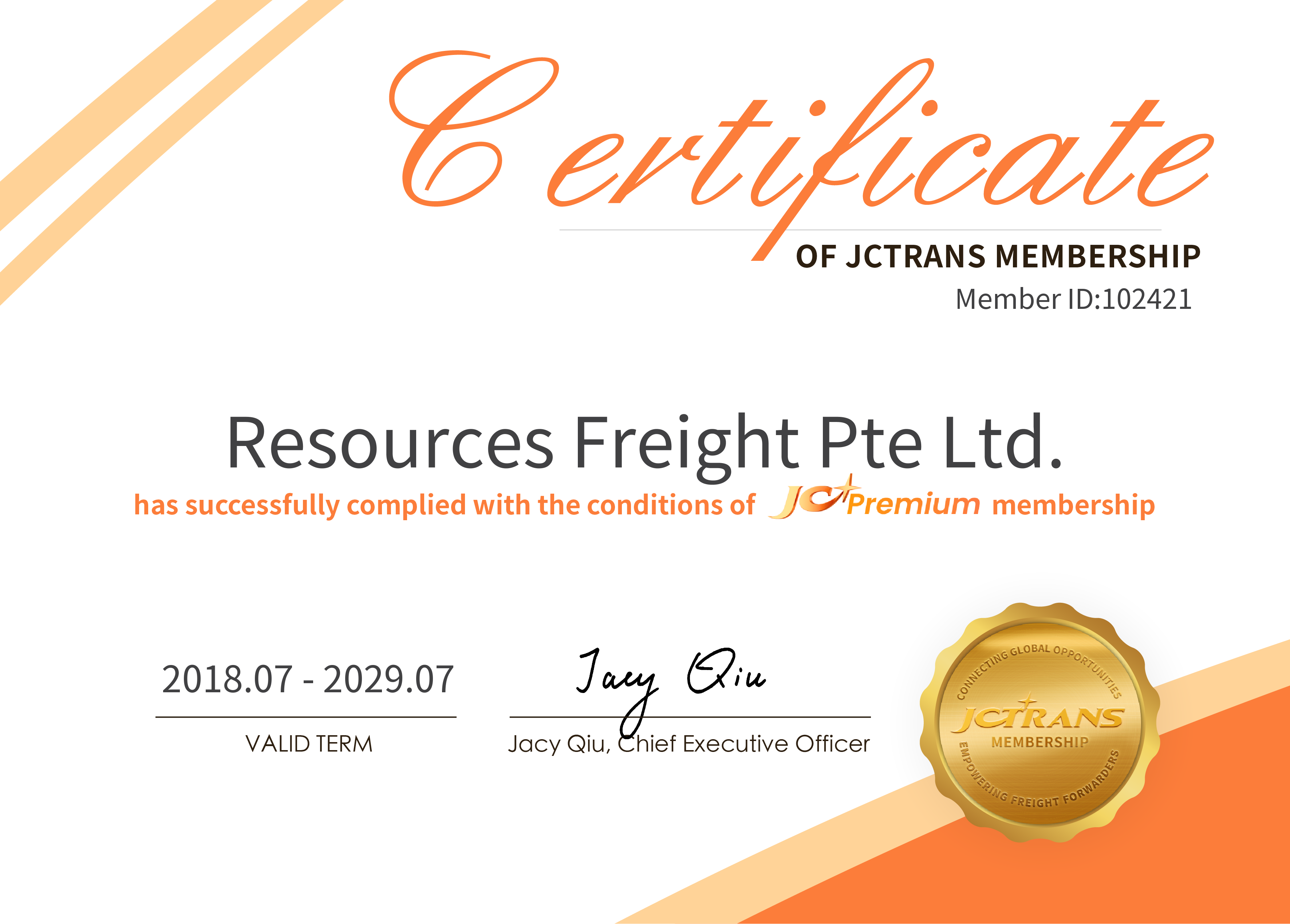 Resources Freight Pte Ltd.JC Premium