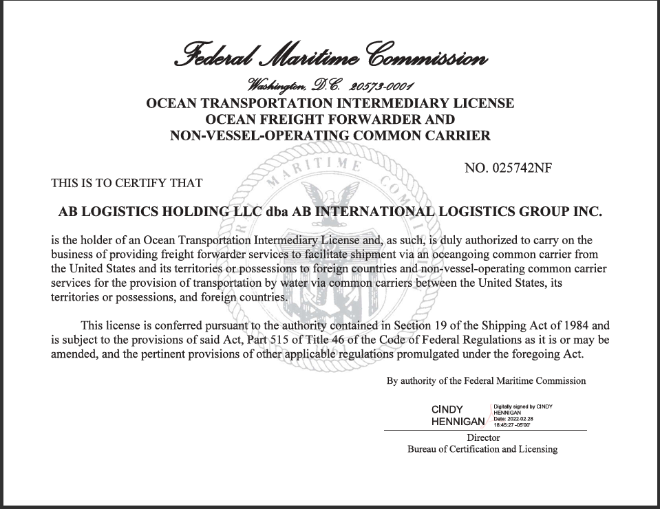 AB LOGISTICS HOLDING LLC