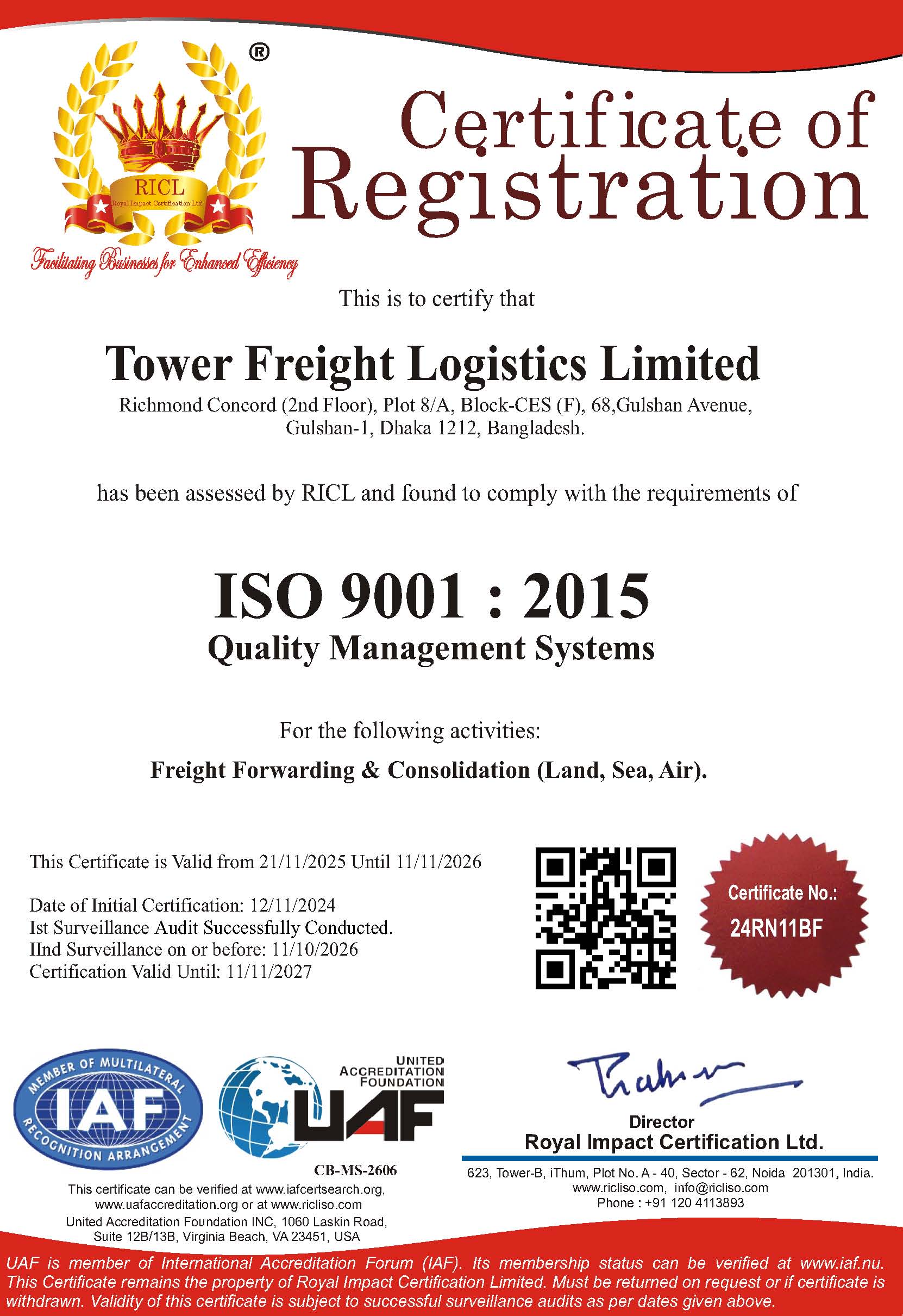 TOWER FREIGHT LOGISTICS LTD.