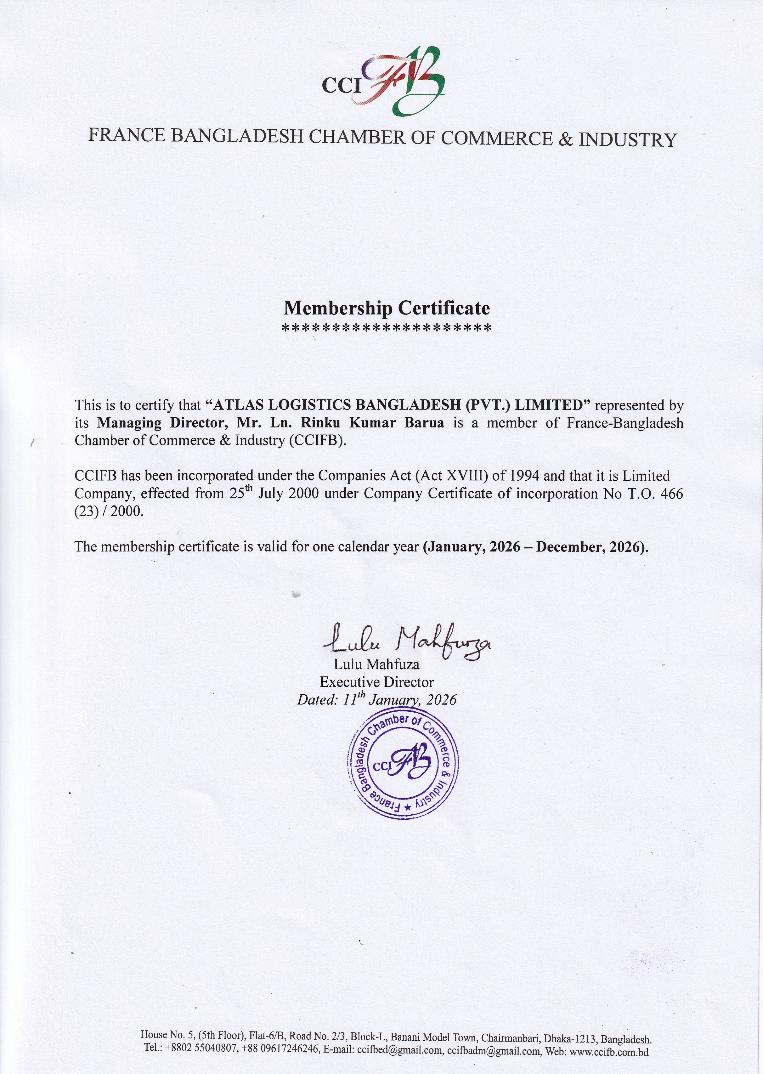 ATLAS LOGISTICS BANGLADESH (PVT.) LIMITED.CCIFB